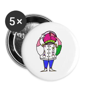 Der Soßen Esser - Buttons groß 56 mm (5er Pack) - Weiß - Vorne