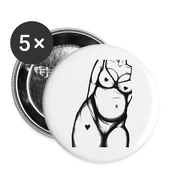 Frauenkörper Zeichnung Skizze Schönheit Weiblich - Buttons groß 56 mm (5er Pack) - Weiß - Vorne