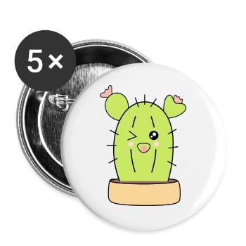 Kawaii cactus, cacti, succulents, plant cute - Buttons large 2.2''/56 mm (5-pack) - white - Front