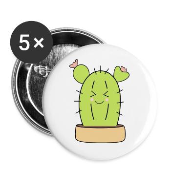 Cactus, cacti, succulents, plant cute - Buttons large 2.2''/56 mm (5-pack) - white - Front