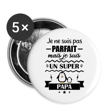 Pas parfait mais super papa - Lot de 5 grands badges (56 mm) - blanc - Devant