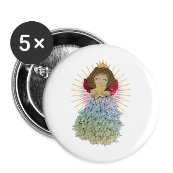 Engelchen mit Stern - Buttons groß 56 mm (5er Pack) - Weiß - Vorne
