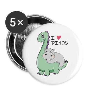 I love dinos - Buttons large 2.2''/56 mm (5-pack) - white - Front