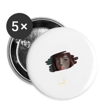 Woman with moon - Buttons large 2.2''/56 mm (5-pack) - white - Front