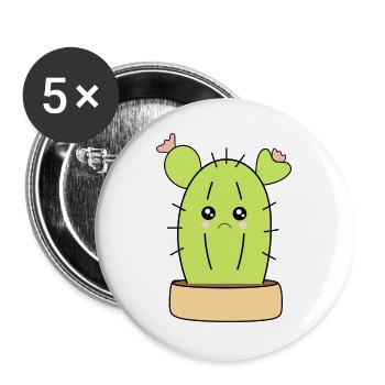 Kawaii Cactus - Buttons large 2.2''/56 mm (5-pack) - white - Front