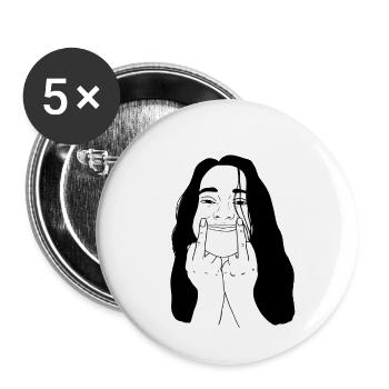 Doigt sourire - Lot de 5 grands badges (56 mm) - blanc - Devant