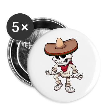 Dancing Mexican Skeleton - Buttons large 2.2''/56 mm (5-pack) - white - Front
