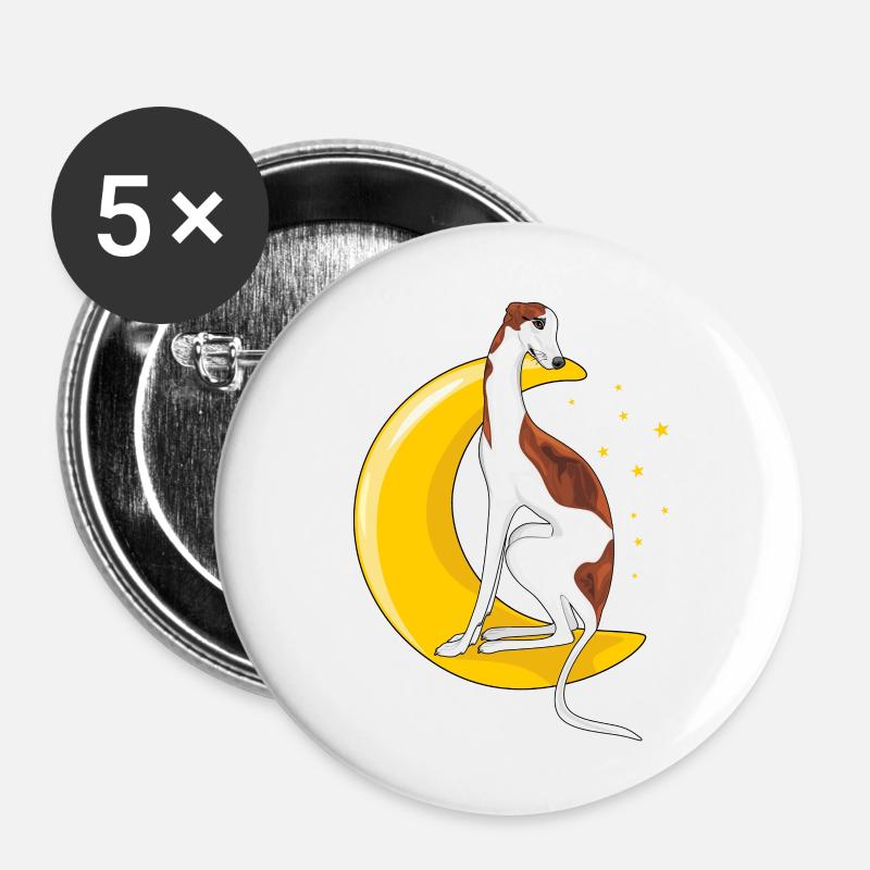 Greyhound resting on the moon - Buttons large 2.2''/56 mm (5-pack) - white