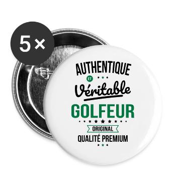 Authentique et véritable golfeur - Original - Lot de 5 grands badges (56 mm) - blanc - Devant