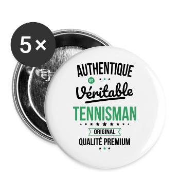 Authentique et véritable tennisman - Original - Lot de 5 grands badges (56 mm) - blanc - Devant