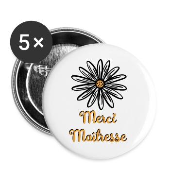 Thank you mistress with a flower - Buttons large 2.2''/56 mm (5-pack) - white - Front