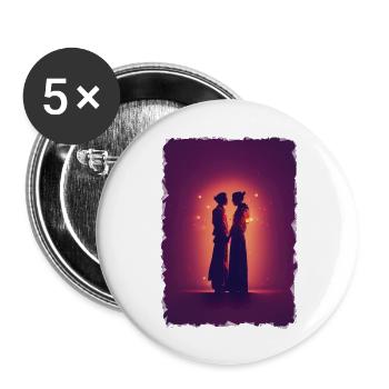 Amour - Lot de 5 grands badges (56 mm) - blanc - Devant