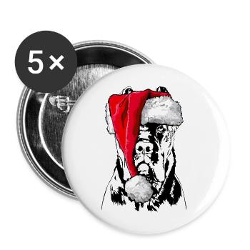 Santa CANE CORSO Christmas Dogs Dog Wilsigns - Buttons large 2.2''/56 mm (5-pack) - white - Front
