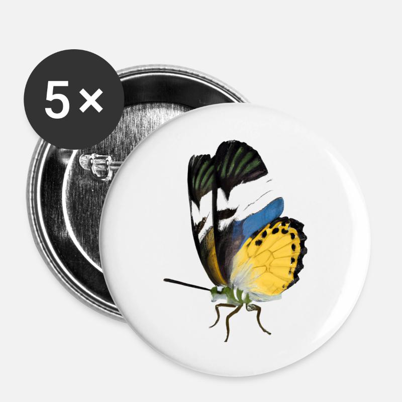 butterfly Illustration - Buttons large 2.2''/56 mm (5-pack) - white