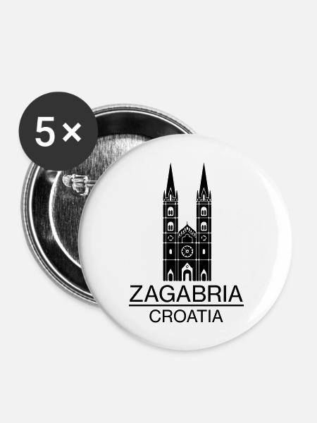 Zagreb - Buttons groß 56 mm (5er Pack) - Weiß