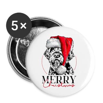 Santa KORTHALS GRIFFON Joyeux Noël Wilsigns - Lot de 5 grands badges (56 mm) - blanc - Devant