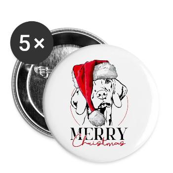 Santa MAGYAR VIZSLA Joyeux Noël Chiens Wilsigns - Lot de 5 grands badges (56 mm) - blanc - Devant