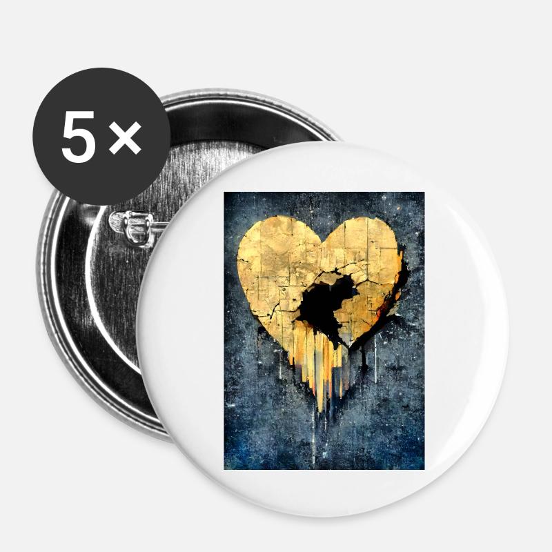 Broken heart - Buttons large 2.2''/56 mm (5-pack) - white