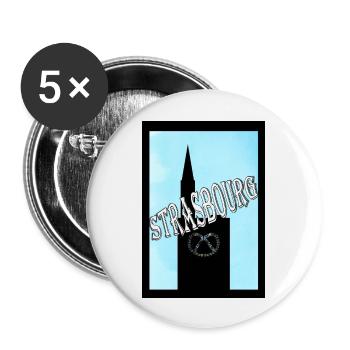 Strasbourg Alsace Pretzel Cathedral - Buttons large 2.2''/56 mm (5-pack) - white - Front