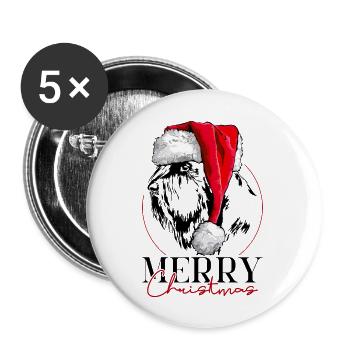 Santa GIANT SCHNAUZER Merry Christmas Wilsigns - Buttons large 2.2''/56 mm (5-pack) - white - Front