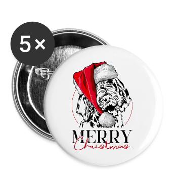 Père Noël SPINONE ITALIANO Joyeux Noël Wilsigns - Lot de 5 grands badges (56 mm) - blanc - Devant