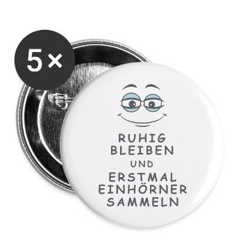 Einhörner sammeln - Buttons groß 56 mm (5er Pack) - Weiß - Vorne