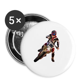 Motocross - Buttons groß 56 mm (5er Pack) - Weiß - Vorne