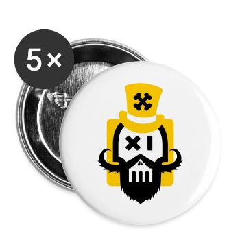 Bartschädel gelb - Buttons groß 56 mm (5er Pack) - Weiß - Vorne