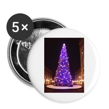 Sapin de Noël violet - Lot de 5 grands badges (56 mm) - blanc - Devant