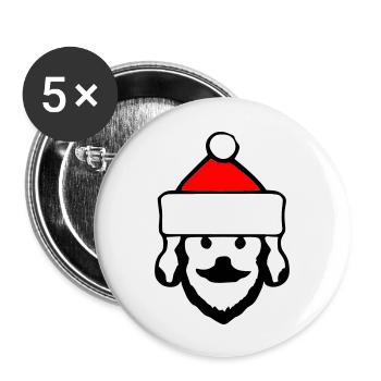 Santa Claus Dog Christmas Dogs Vector - Buttons large 2.2''/56 mm (5-pack) - white - Front