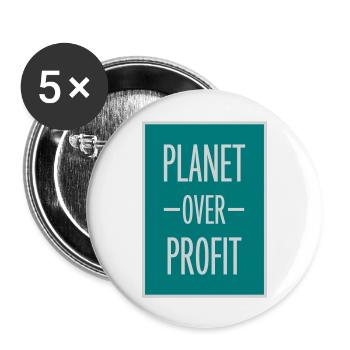 Planète sur le devis de profit - Lot de 5 grands badges (56 mm) - blanc - Devant