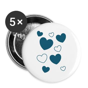 Blue Heart Pattern Heart Pattern Gift - Buttons large 2.2''/56 mm (5-pack) - white - Front