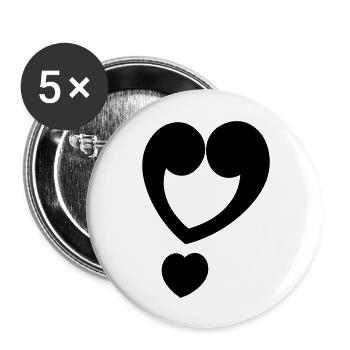Exclamation mark heart - Buttons large 2.2''/56 mm (5-pack) - white - Front