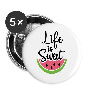 Life is Sweet - Buttons large 2.2''/56 mm (5-pack) - white - Front