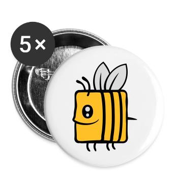 Square little cute bee - Buttons large 2.2''/56 mm (5-pack) - white - Front