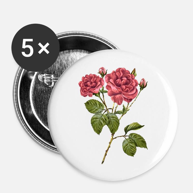 Blumen - Buttons groß 56 mm (5er Pack) - Weiß