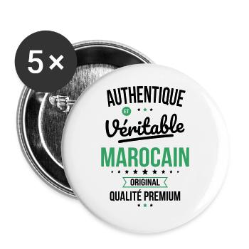 Authentique et véritable Marocain - Original - Lot de 5 grands badges (56 mm) - blanc - Devant