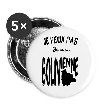 Je peux pas je suis Bolivienne - Lot de 5 grands badges (56 mm) - blanc - Devant