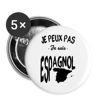 Je peux pas je suis Espagnol - Lot de 5 grands badges (56 mm) - blanc - Devant