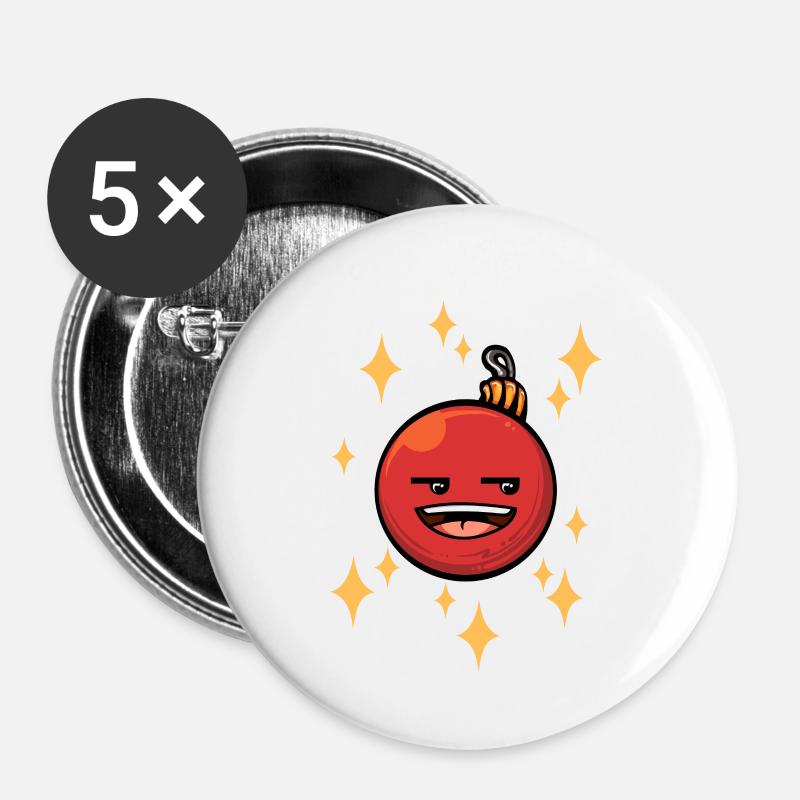 Funny Christmas bauble #5/9 - Buttons large 2.2''/56 mm (5-pack) - white