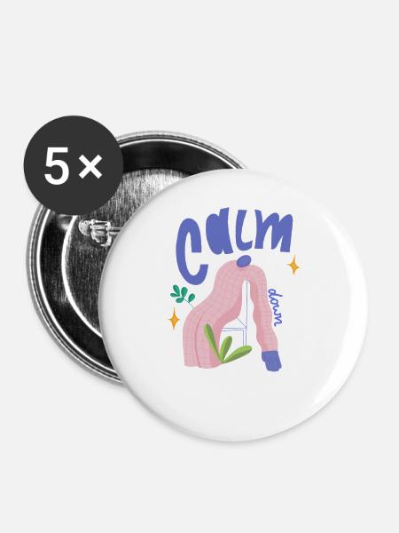 Calm down - Buttons groß 56 mm (5er Pack) - Weiß