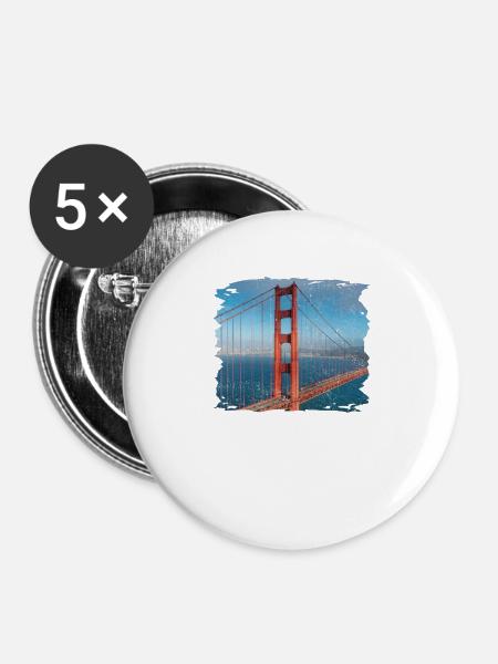 San Francisco Geschenk - Buttons groß 56 mm (5er Pack) - Weiß