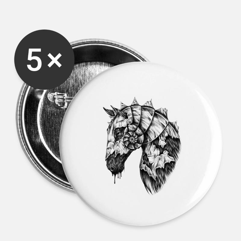 Slavic Horse - Buttons large 2.2''/56 mm (5-pack) - white