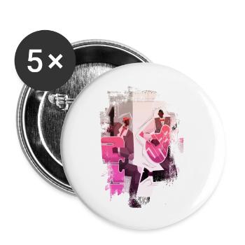 Musik Retro Heavy Metal Hard Rock Punk Vinyl Pop - Buttons groß 56 mm (5er Pack) - Weiß - Vorne