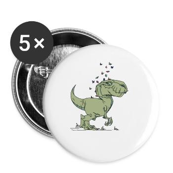 Dinosaurier - Buttons groß 56 mm (5er Pack) - Weiß - Vorne