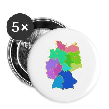 Bundesländer Deutschland Karte - Buttons groß 56 mm (5er Pack) - Weiß - Vorne