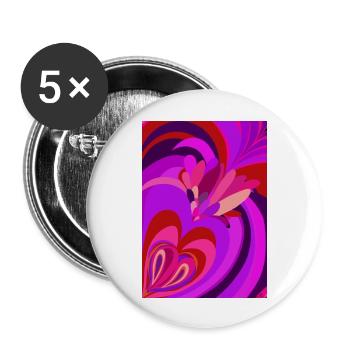 cœur psychédélique - Lot de 5 grands badges (56 mm) - blanc - Devant