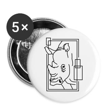 Rhinoceros in geometric design - Buttons large 2.2''/56 mm (5-pack) - white - Front