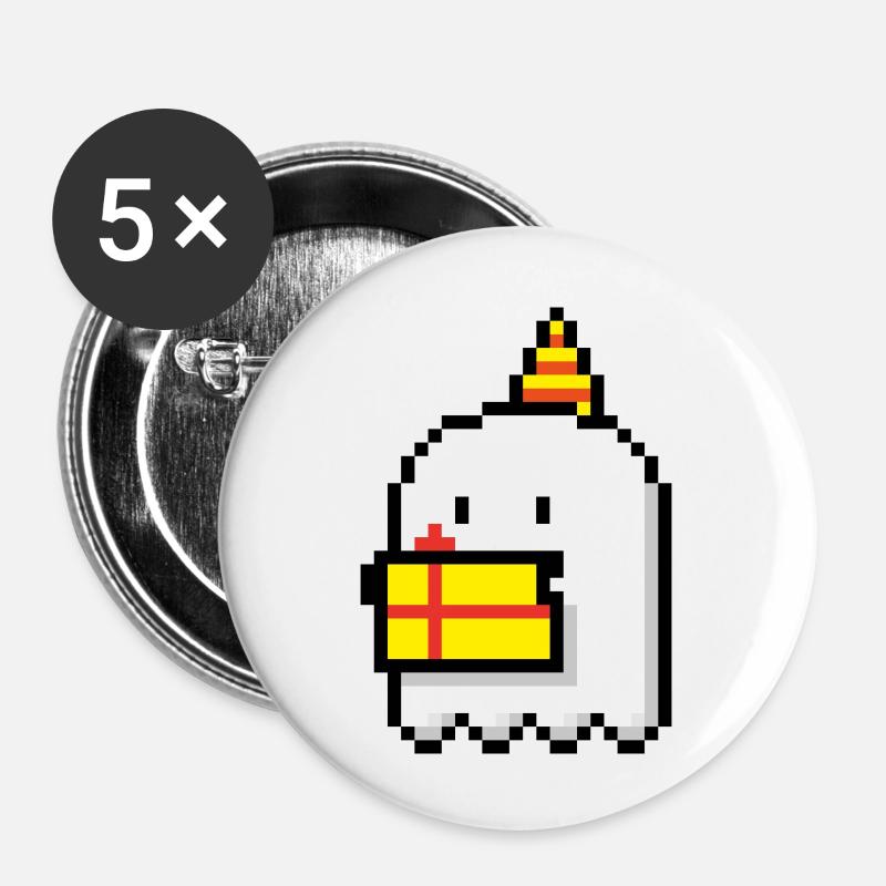 Happy Birthday Ghostie - Buttons large 2.2''/56 mm (5-pack) - white