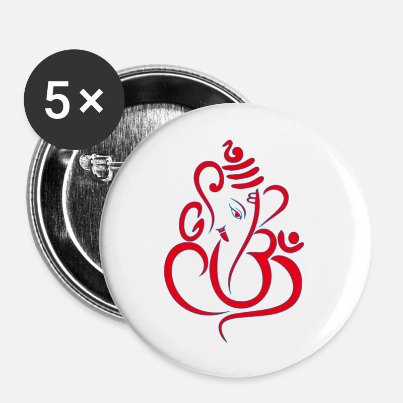 Ganesha Design - Buttons large 2.2''/56 mm (5-pack) - white